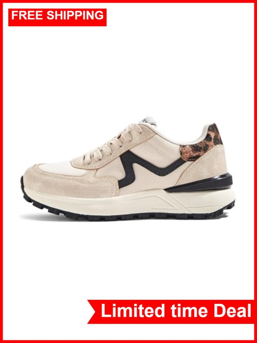 Women's Retro Fashion Chunky Sneakers Faux Leather Suede Walking Shoes